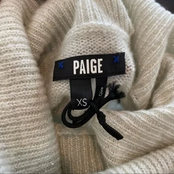 Paige Raundi Cold Shoulder CutOut Metallic Lurex Knit Relaxed Turtleneck Sweater - Picture 14 of 16